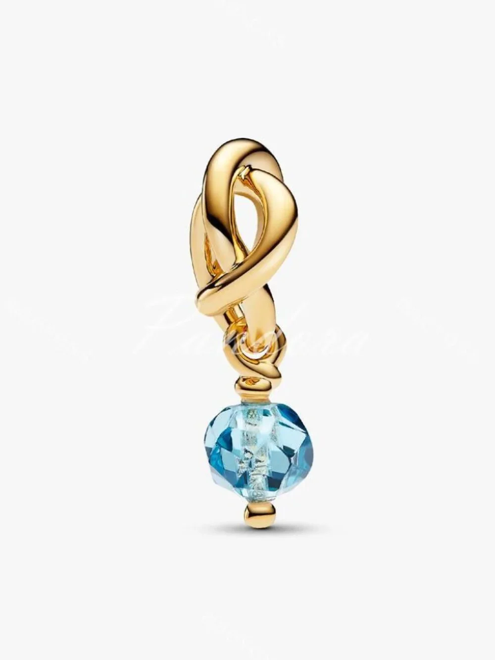 Faceted Sea Aqua Blue Eternity Circle Dangle Charm